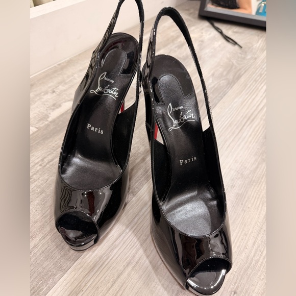 Christian Louboutin Shoes - Christian Louboutin Hot Chick Sling Alta 120MM Patent Leather Heels size 40